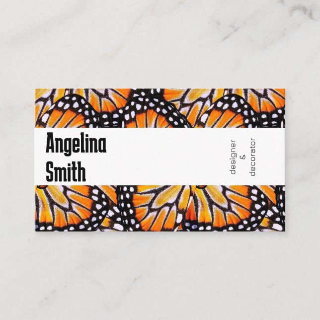 Butterfly wings monarch colourful modern  business card (Front)