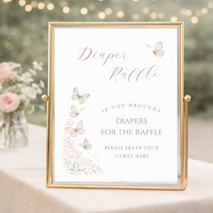 Butterfly Wishes Baby Kisses Diaper Raffle Sign