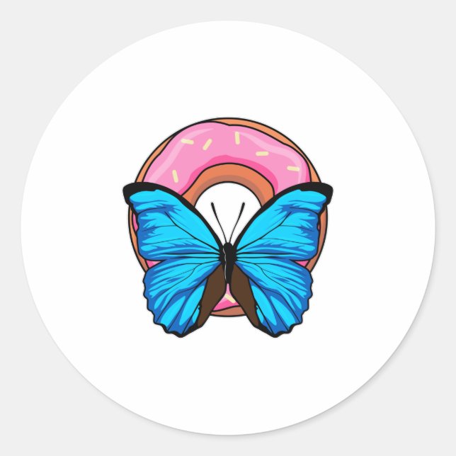 Butterfly with Doughnut Classic Round Sticker (Front)