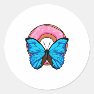 Butterfly with Doughnut Classic Round Sticker