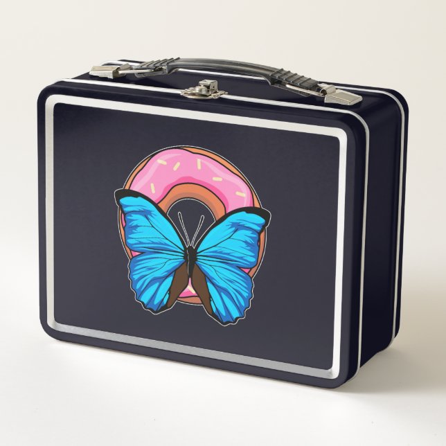 Butterfly with Doughnut Metal Lunch Box (Front)