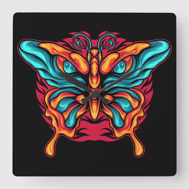 Butterfly With Eye Square Wall Clock (Front)