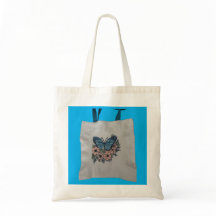 Butterfly with florals tote
