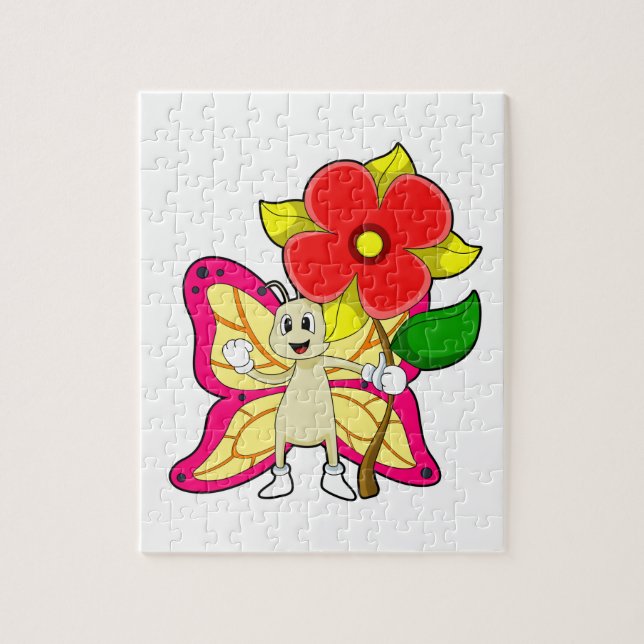 Butterfly with Flower Jigsaw Puzzle (Vertical)