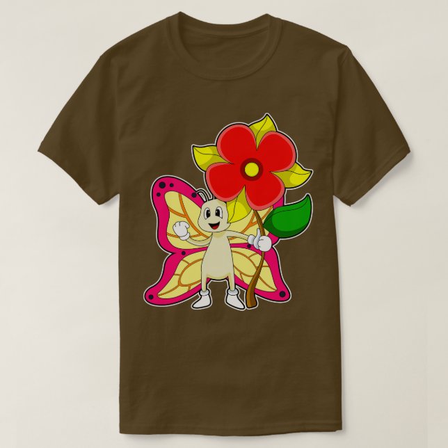 Butterfly with Flower T-Shirt (Design Front)