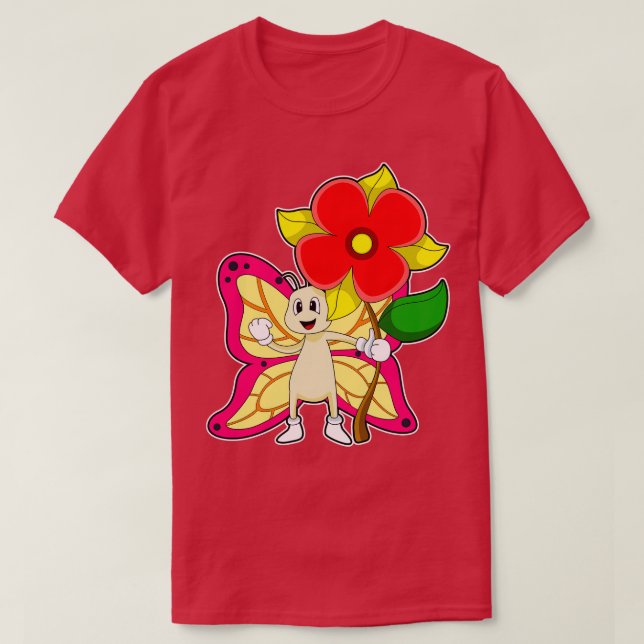 Butterfly with Flower T-Shirt (Design Front)