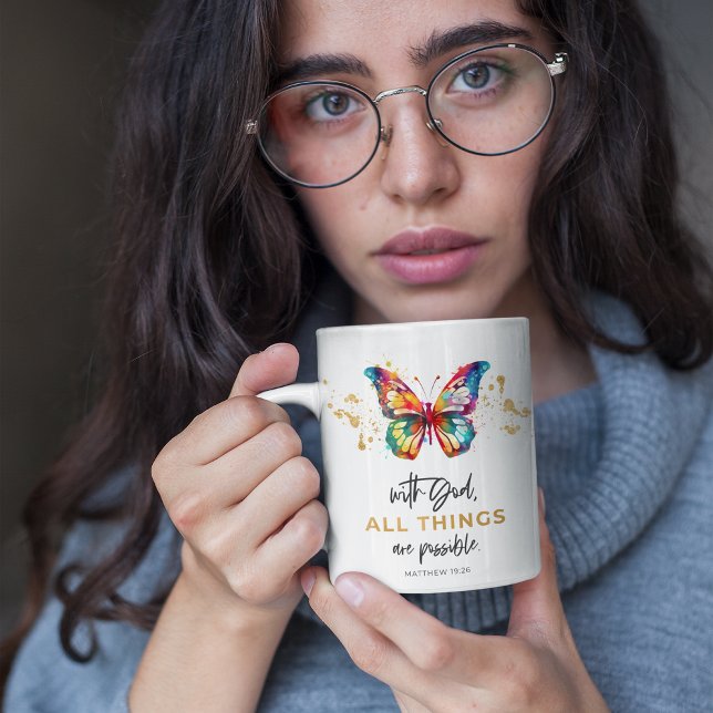 Butterfly With God All Things Are Possible Coffee Mug (Creator Uploaded)