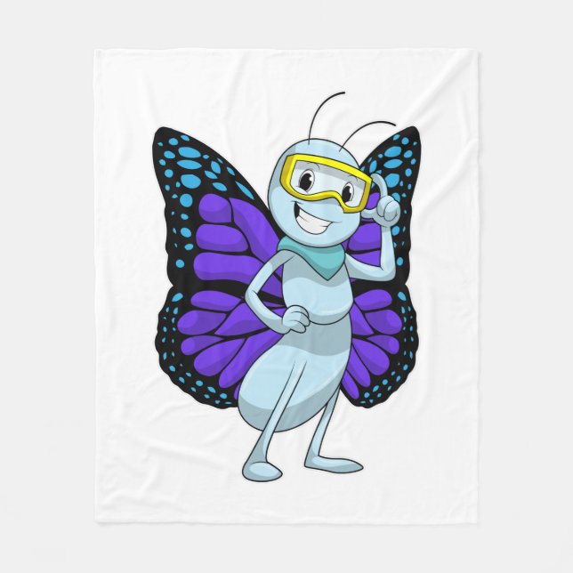 Butterfly with Goggles Fleece Blanket (Front)