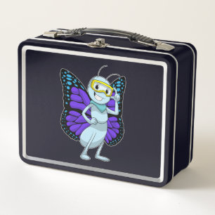 Butterfly with Goggles Metal Lunch Box
