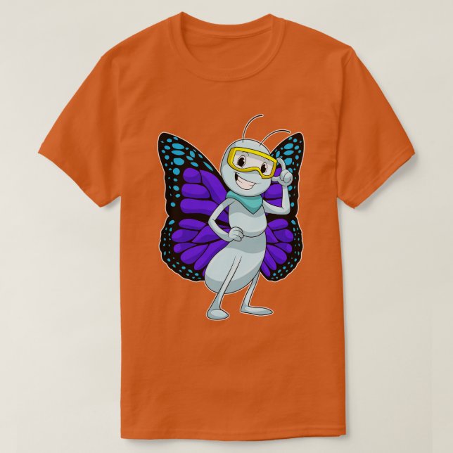 Butterfly with Goggles T-Shirt (Design Front)
