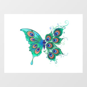 Butterfly with Green Peacock Feathers