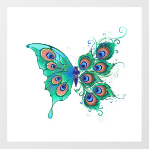 Butterfly with Green Peacock Feathers