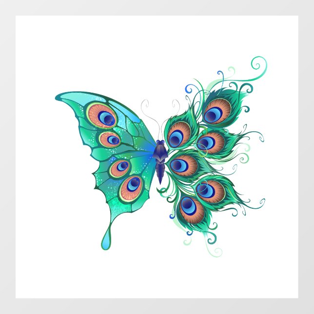 Butterfly with Green Peacock Feathers (Sheet)