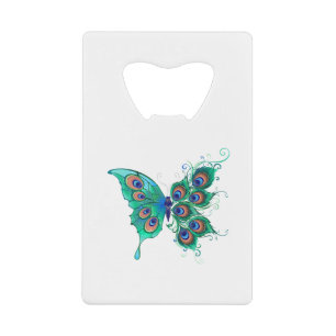 Butterfly with Green Peacock Feathers