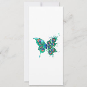 Butterfly with Green Peacock Feathers