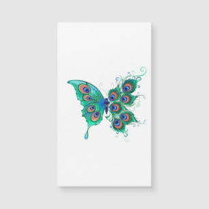 Butterfly with Green Peacock Feathers