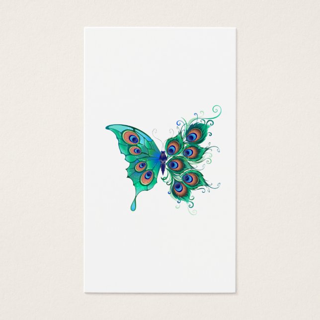 Butterfly with Green Peacock Feathers (Front)