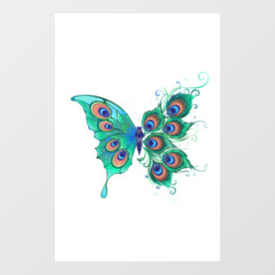 Butterfly with Green Peacock Feathers