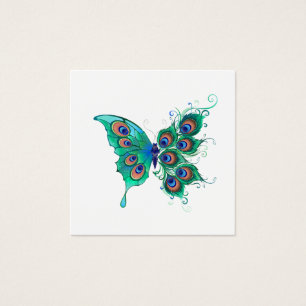 Butterfly with Green Peacock Feathers