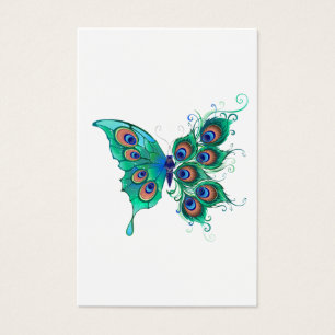 Butterfly with Green Peacock Feathers