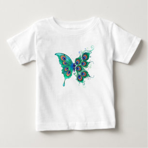 Butterfly with Green Peacock Feathers Baby T-Shirt