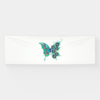 Butterfly with Green Peacock Feathers