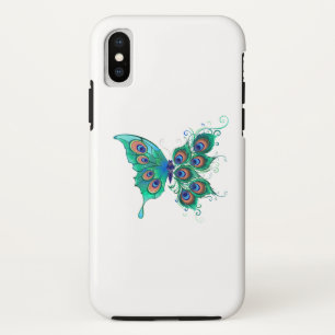 Butterfly with Green Peacock Feathers Case-Mate iPhone Case