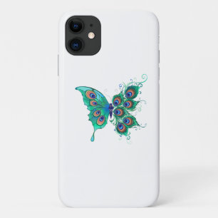Butterfly with Green Peacock Feathers Case-Mate iPhone Case