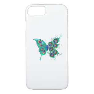 Butterfly with Green Peacock Feathers Case-Mate iPhone Case