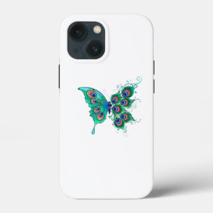 Butterfly with Green Peacock Feathers iPhone 13 Mini Case