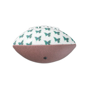 Butterfly with Green Peacock Feathers Football