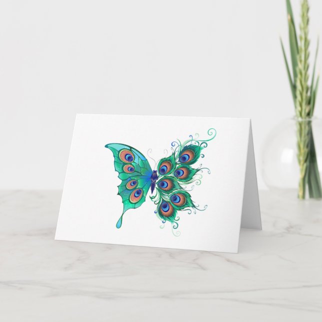 Butterfly with Green Peacock Feathers Programme (Front)