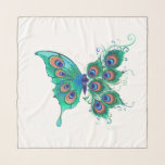 Butterfly with Green Peacock Feathers Scarf<br><div class="desc">Artistically drawn,  fictional,  green,  detailed butterfly with green,  beautiful,  peacock feathers on white background.</div>
