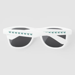 Butterfly with Green Peacock Feathers Sunglasses