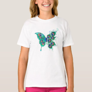 Butterfly with Green Peacock Feathers T-Shirt