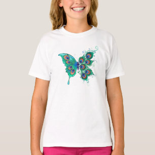 Butterfly with Green Peacock Feathers T-Shirt