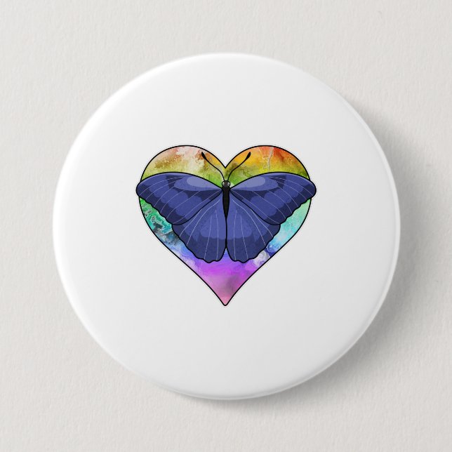 Butterfly with Heart 7.5 Cm Round Badge (Front)