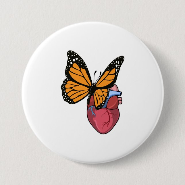 Butterfly with Heart 7.5 Cm Round Badge (Front)