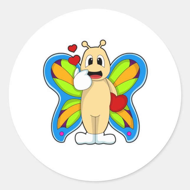 Butterfly with Heart Classic Round Sticker (Front)
