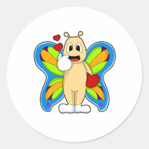 Butterfly with Heart Classic Round Sticker
