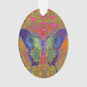 Butterfly with heart shaped patterns ornament