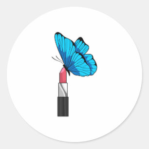 Butterfly with Lipstick Classic Round Sticker