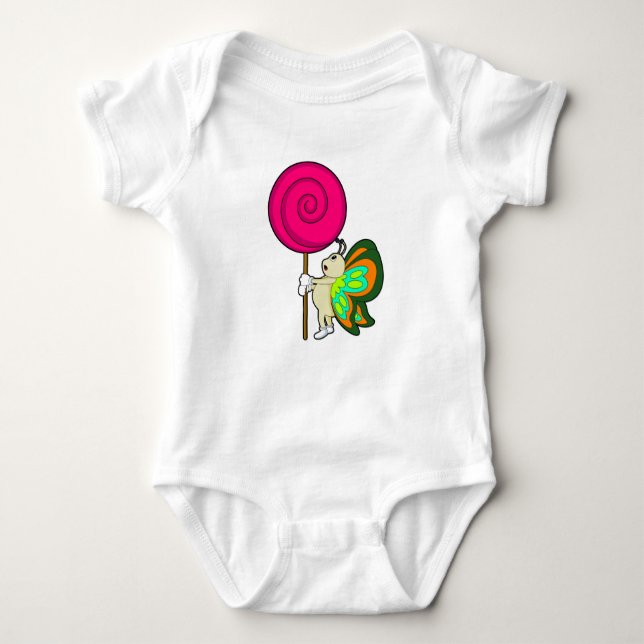 Butterfly with Lollipop Baby Bodysuit (Front)