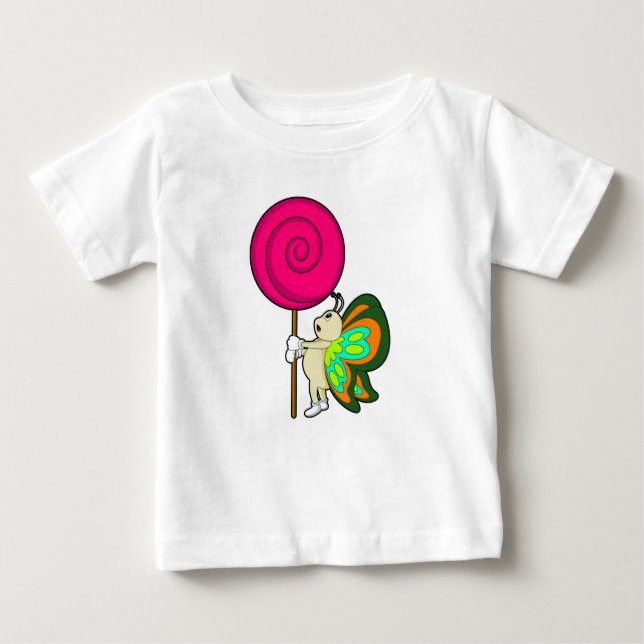 Butterfly with Lollipop Baby T-Shirt (Front)