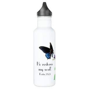 Butterfly with Psalm verse 23:3 710 Ml Water Bottle