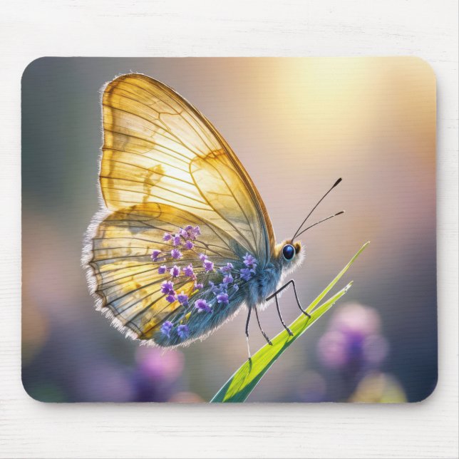 Butterfly With Purple Flowers Mouse Pad (Front)