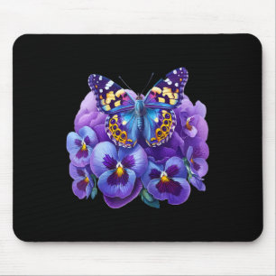 Butterfly With Purple Flowers Pansy Dementia Heime Mouse Pad