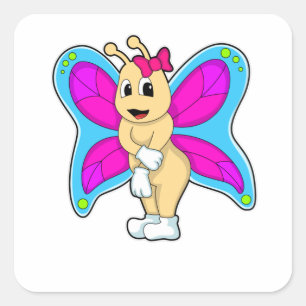 Butterfly with Ribbon Square Sticker