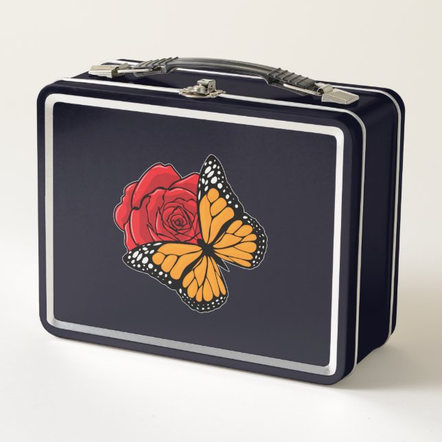 Butterfly with Rose Metal Lunch Box (Front)