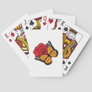 Butterfly with Rose Playing Cards